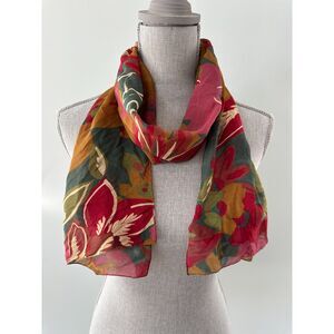 Vintage Axcess Floral Silk Rectangle Scarf Grandmacore Multicolor Shawl Wrap